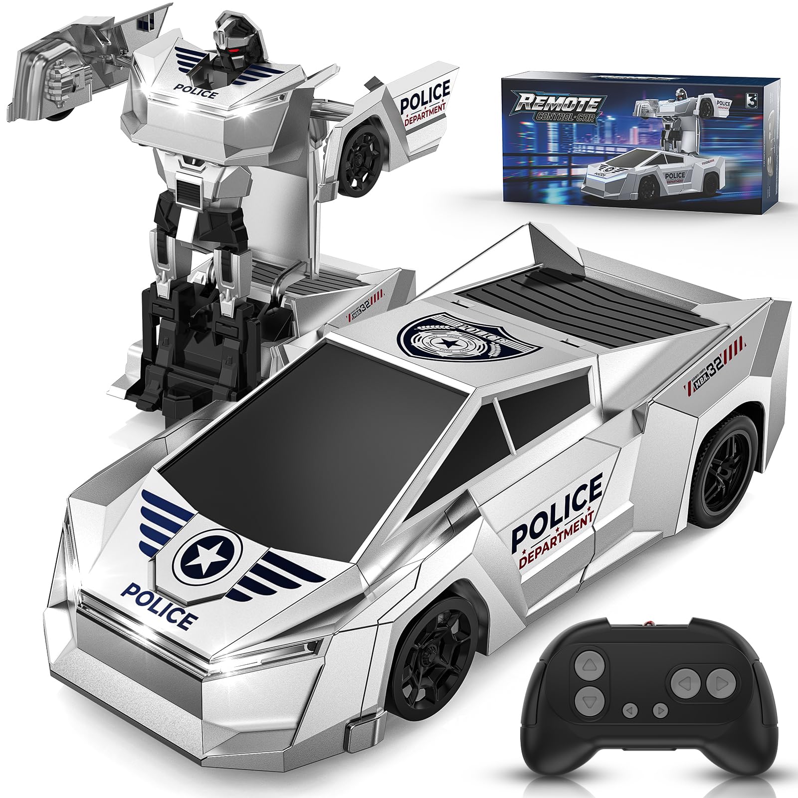 Ovaasy Transform RC Cars Robot, 2.4Ghz 1:18 Scale Remote Control Car Toys for Boys 4-7 8-12, One Button Deformation 360° Rotation Christmas Birthday