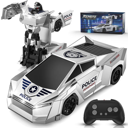 Ovaasy Transform RC Cars Robot, 2.4Ghz 1:18 Scale Remote Control Car Toys for Boys 4-7 8-12, One Button Deformation 360° Rotation Christmas Birthday