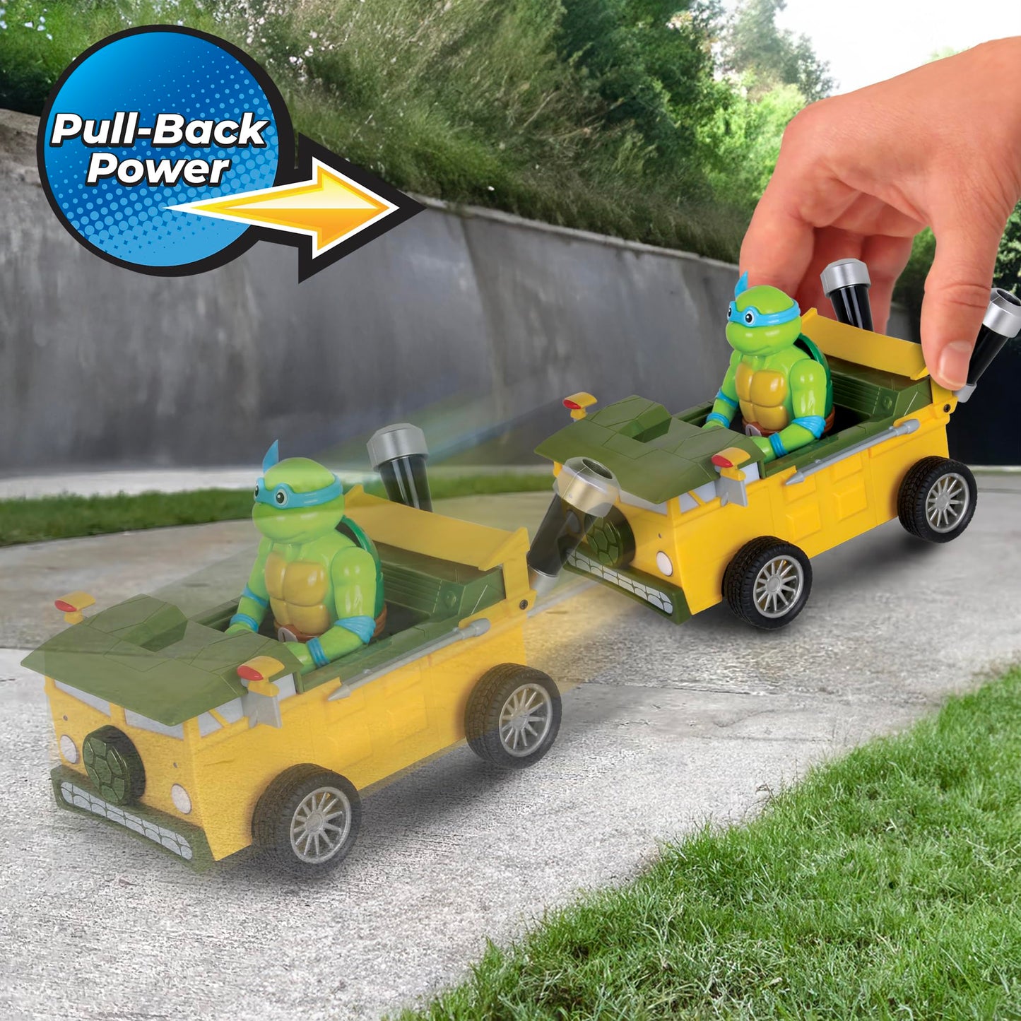 Nick Kart Racers - Pull Back TMNT in Party Wagon; Straight from The Game “Nickelodeon Kart Racers 3: Slime Speedway”; No Batteries Required; Grippy