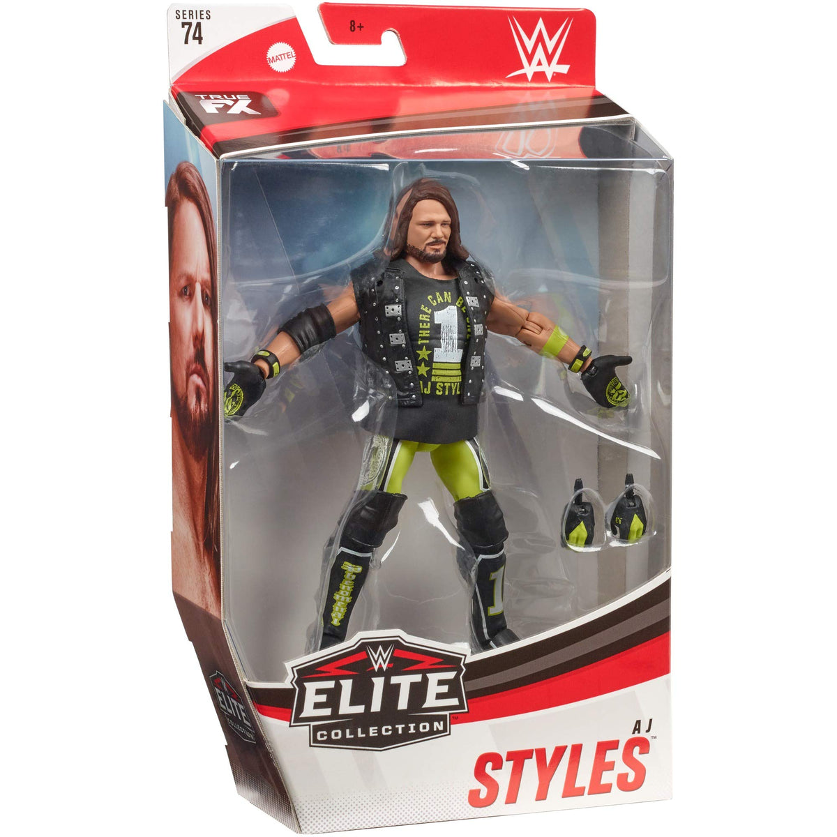 WWE AJ Styles Elite Series #74 Deluxe Action Figure with Realistic Facial Detailing, Iconic Ring Gear & Accessories