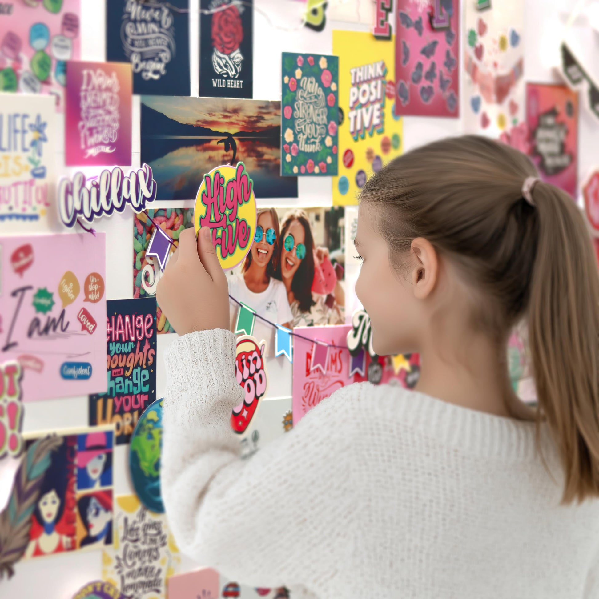 Glow in the Dark Wall Collage Kit for Teen Girls - 1000+ Stickers Teen Girl Room Bedroom Decor, Room Decor for Teen Girls - Teen & Tween Girls Trendy
