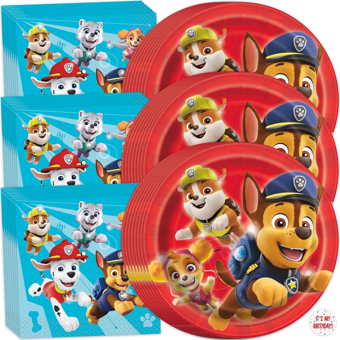 Paw Patrol Plates and Napkins 32-Pack - Birthday Decorations for Party