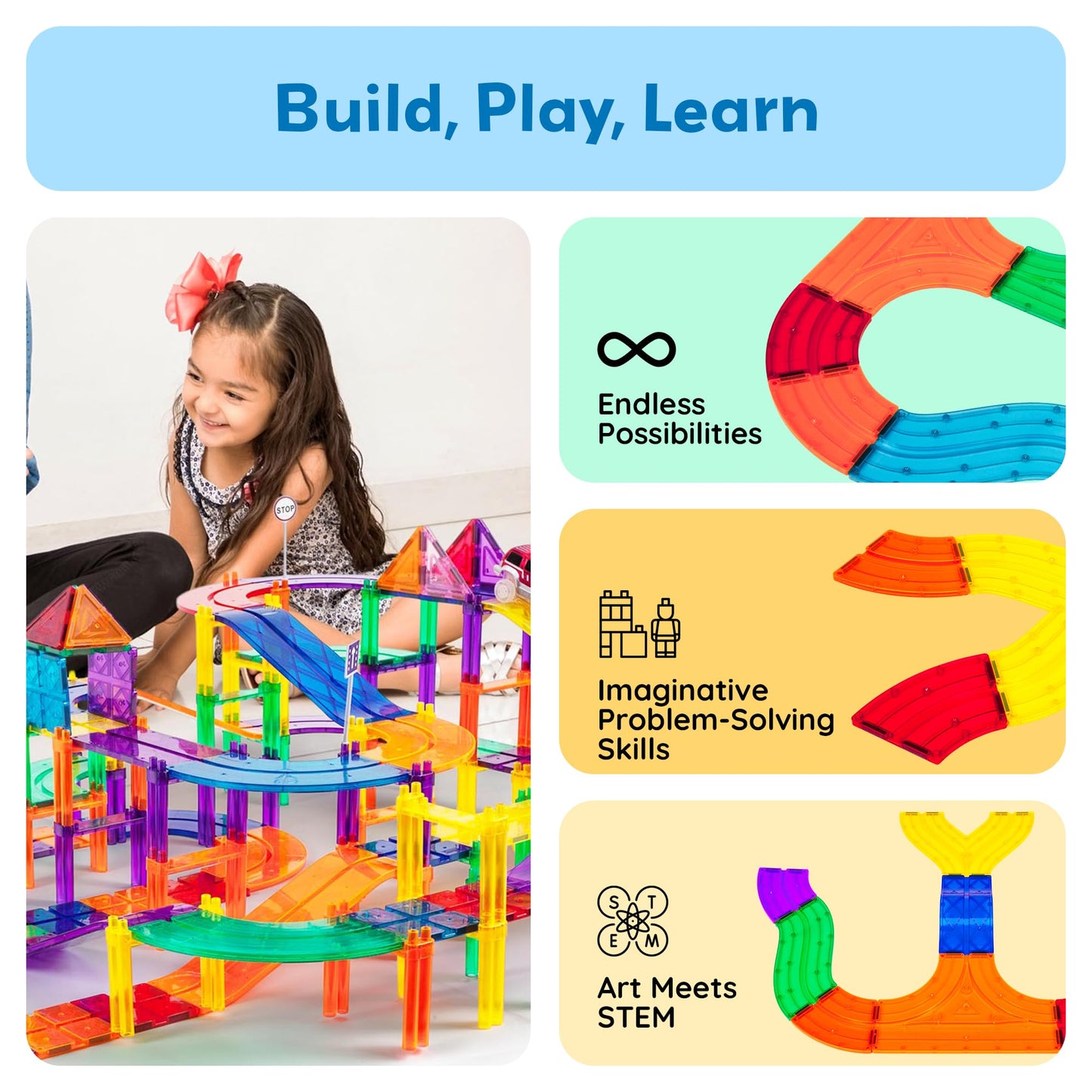 12pcs Race Track Add-On Magnetic Railway 5Styles Building Block Set Magnet Tiles Construction Toy STEM Learning Early Education Toys Blocks Child