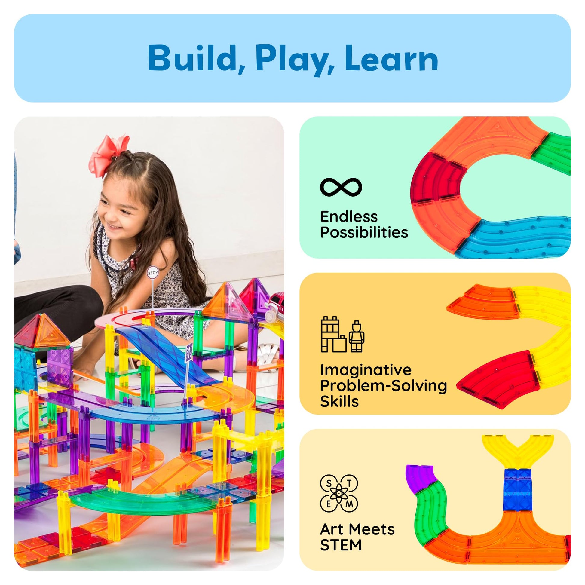 12pcs Race Track Add-On Magnetic Railway 5Styles Building Block Set Magnet Tiles Construction Toy STEM Learning Early Education Toys Blocks Child