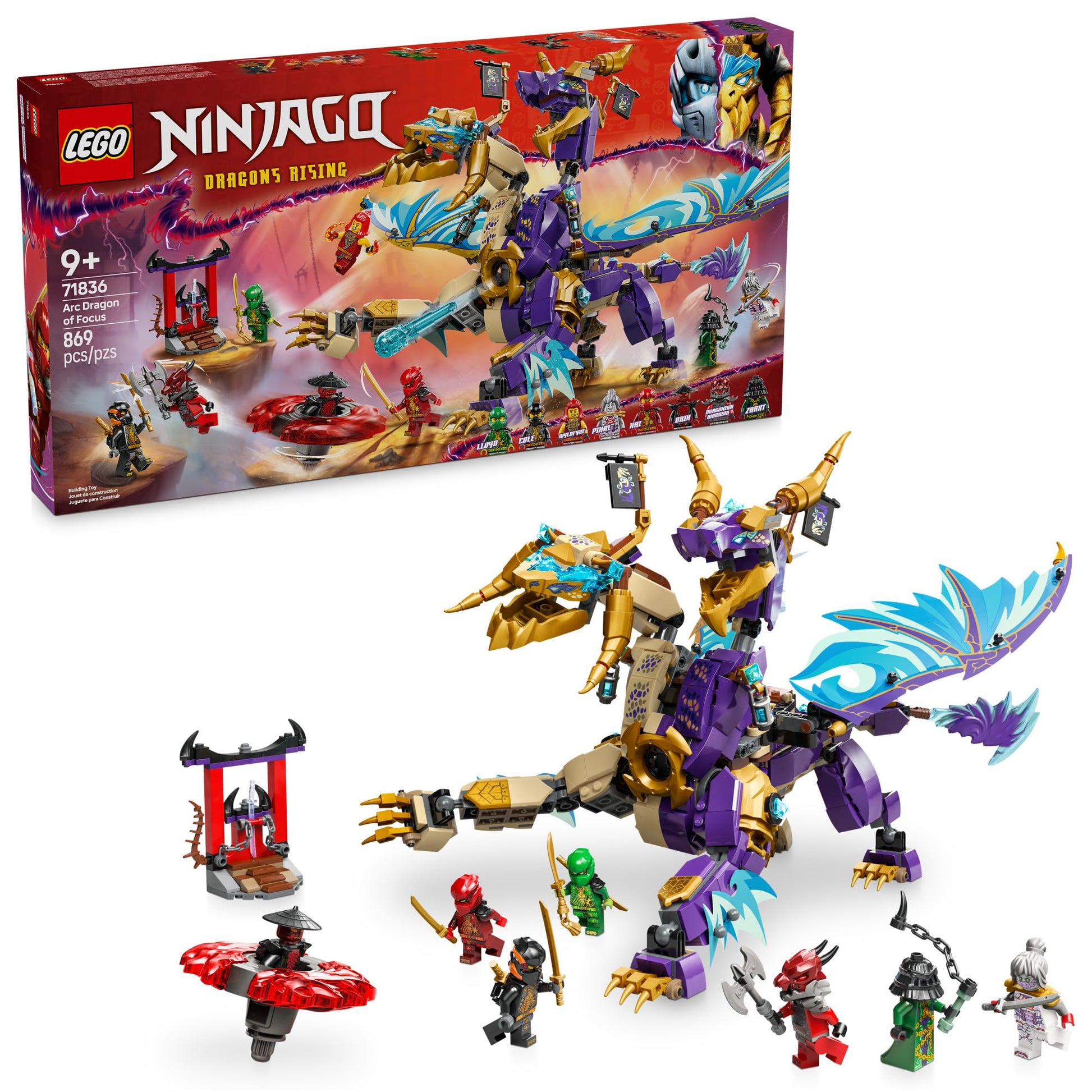 LEGO NINJAGO Arc Dragon of Focus Battle Playset - Kids Toy for Ages 9 and Up - Birthday Gift Idea for Boys and Girls - Dragons Rising Toy with 8