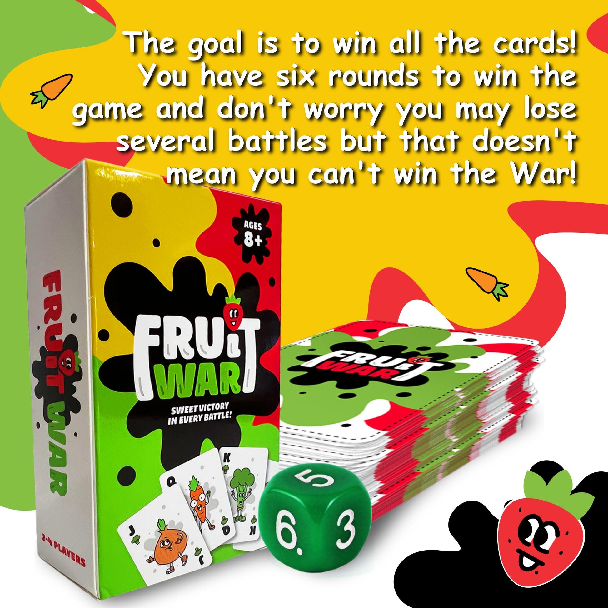 Blakruut Games Fruit War, A Family Friendly Game That is a Twist on The Classic Card-Game of War, with Quicker Play, Intense Battles and Fun