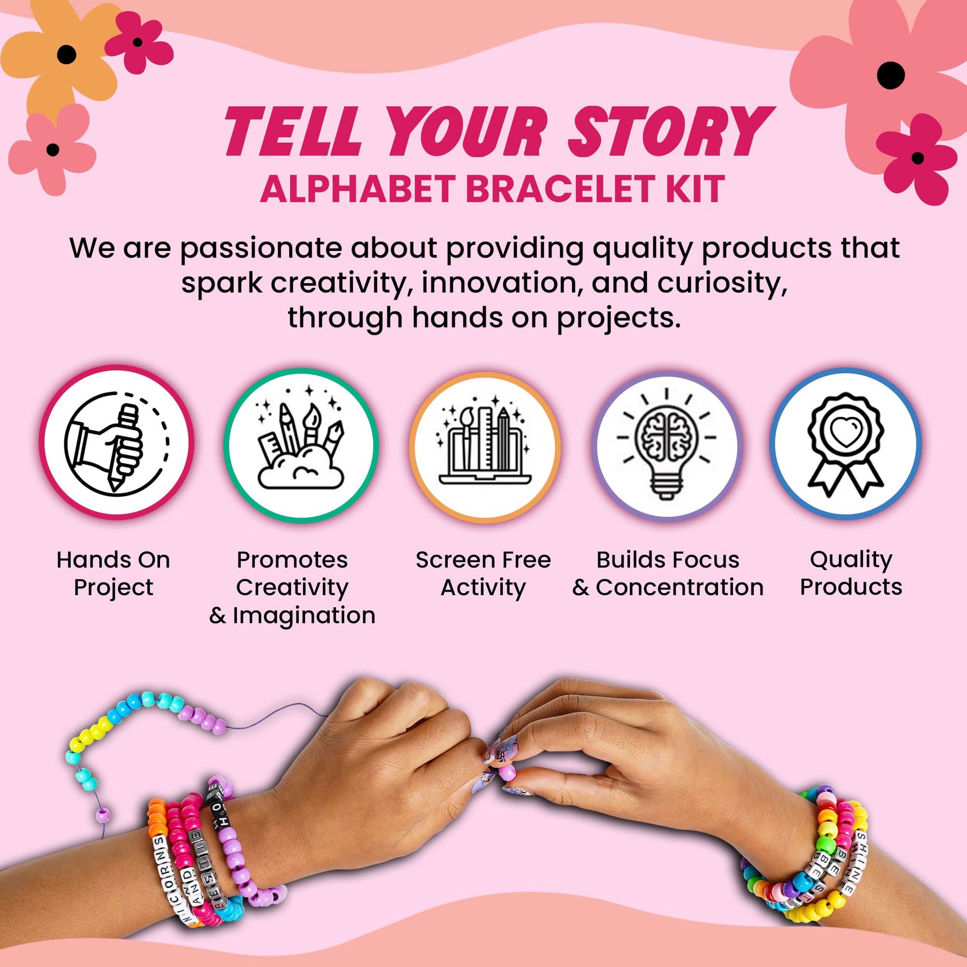Fashion Angels Alphabet Bead Kit, 500+ Colorful Charms and Beads with Small Bead Organizer - Preppy Bracelet Making Kit for Teen Girls, Recommended