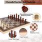Demiwise 15 Inch Wooden Chess Sets,Chess & Checkers Set with 2 Extra Queens,Foldable Wooden Chess Set Board for Adults,Handmade Portable Chess Board