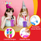 Playbees 12 Pack Neon Sipper Cups - 6 Oz. - Colorful, Spill-Proof Cups with Lids and Straws - Ideal for School Events, Themed Parties, and Birthday