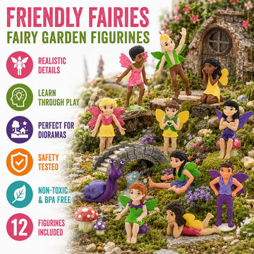 Safari Ltd. Friendly Fairies Super TOOB - 10 Adorable Fairy Figurines - Detailed Hand-Painted Toy Figures For Boys, Girls & Kids Ages 3+
