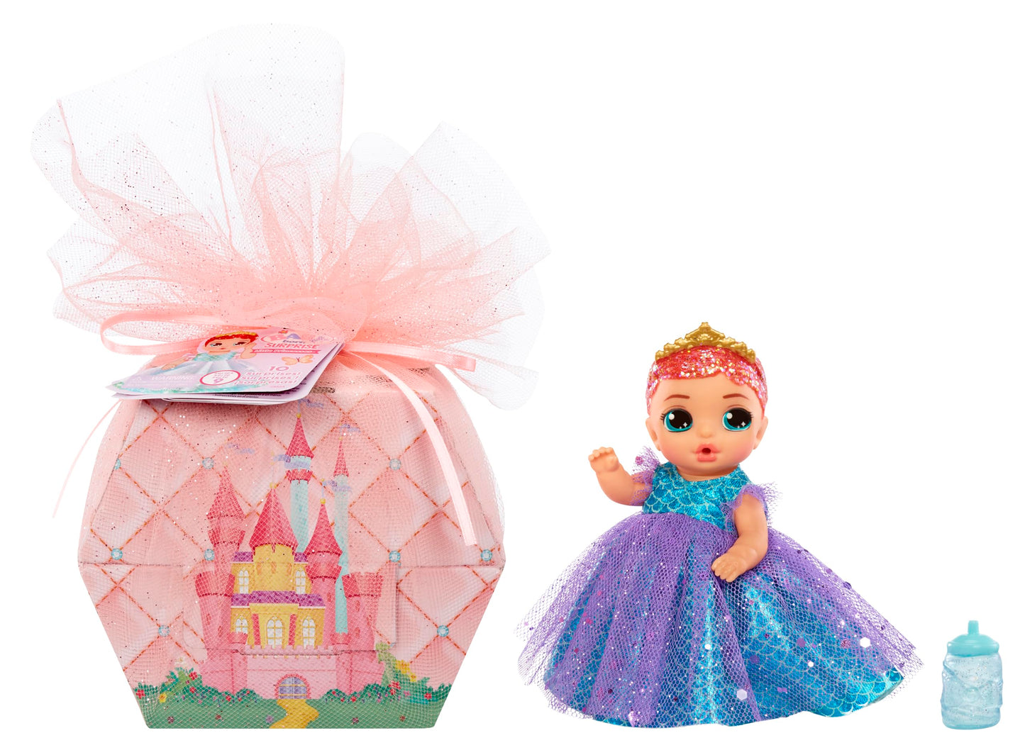 Baby Born Surprise Small Dolls Series 9 - Unwrap Surprise Collectible Baby Doll with 3 Water Surprises, Princess-Themed Dress, Color Change Diaper