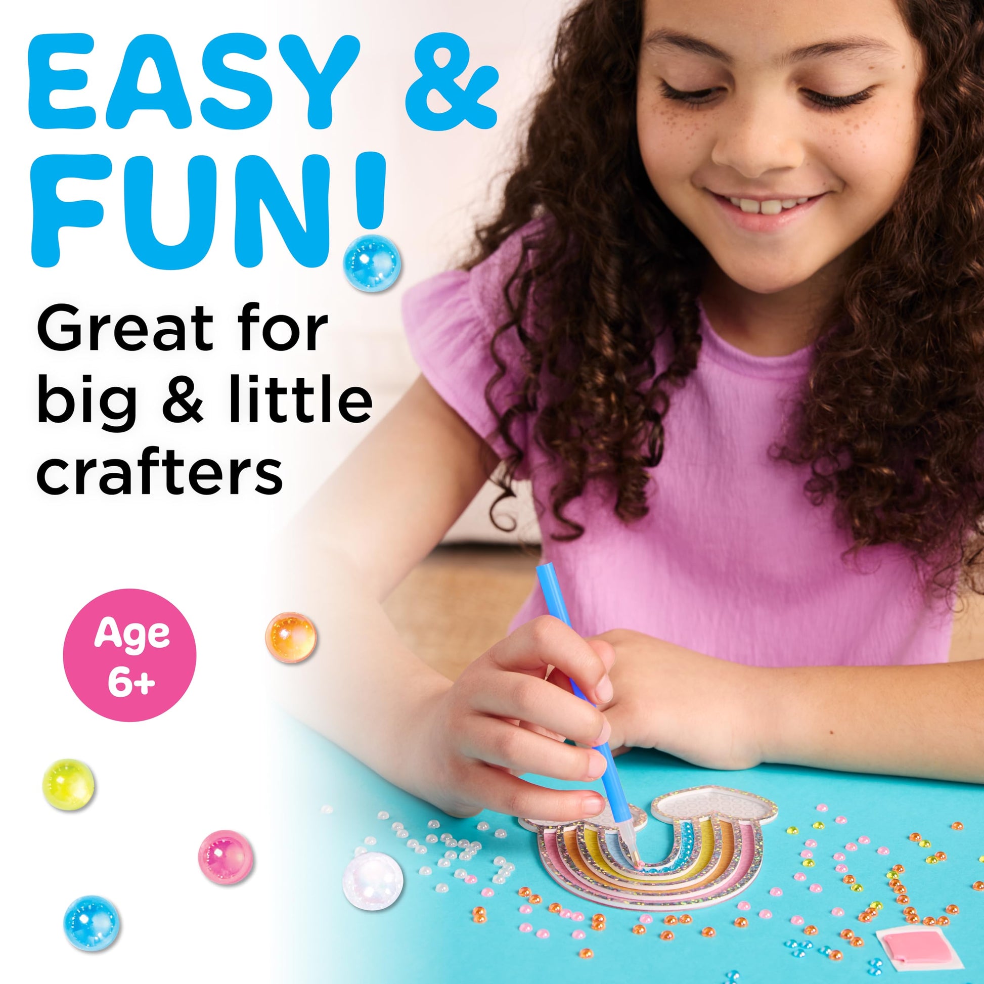 Creativity for Kids Bubble Gem Super Sticker: Rainbow, Diamond Art Kits for Kids, Mini Craft Kit and Summer Activities for Kids, Window Art Craft Kits