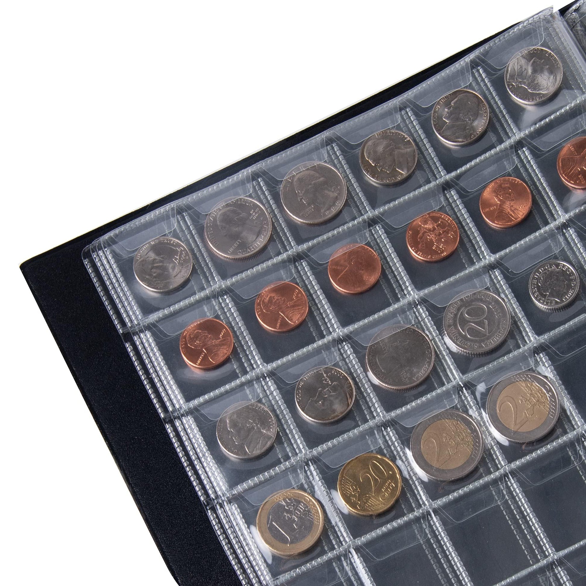 420 Pockets Coin Albums - 28x29 mm/1.1x1.1 inch Pocket Black Coin Book 10 Pages Coin Collection Holder Letter Size Coin Storage Book CS0242BK