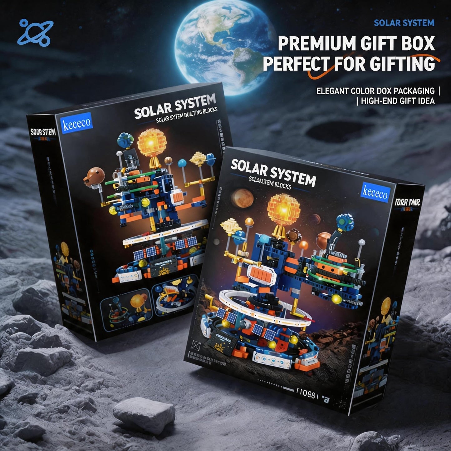 kececo Solar System Sci-Fi Globe Planet Building Blocks Toy, STEM Aerospace Educational Series, Creative Desktop Ornament Model, High-Difficulty