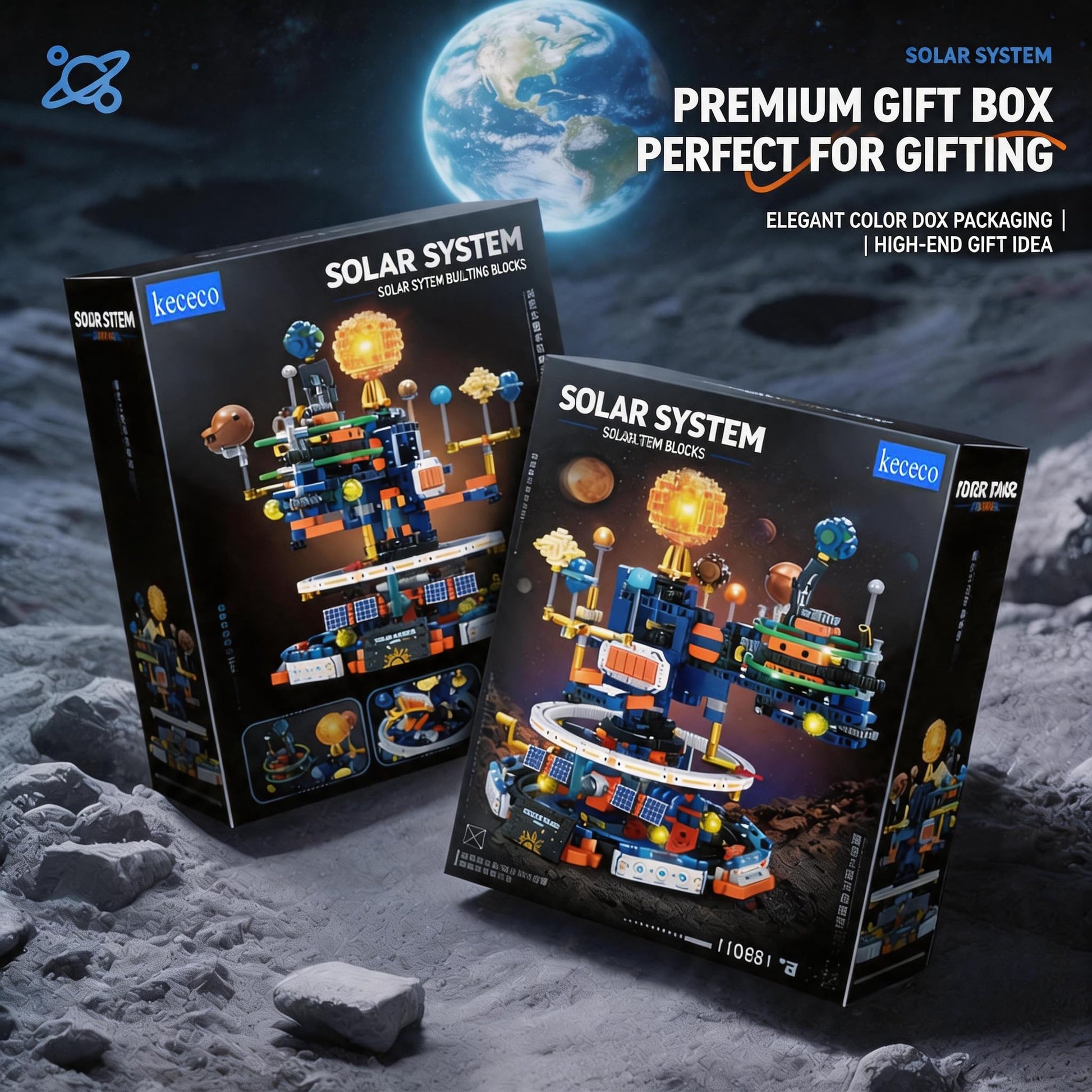 kececo Solar System Sci-Fi Globe Planet Building Blocks Toy, STEM Aerospace Educational Series, Creative Desktop Ornament Model, High-Difficulty