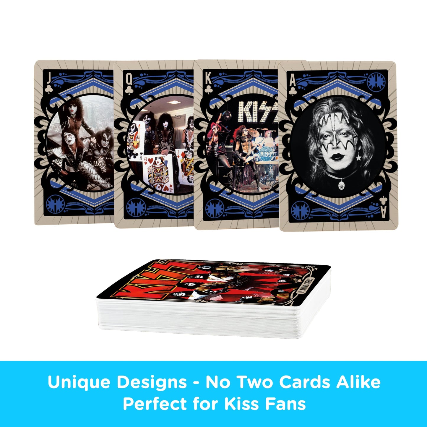 AQUARIUS KISS Playing Cards Standard Size - Themed Novelty Deck with 52 Unique Rock Band Designs - Collectible Merchandise Gift for Teens and Adults
