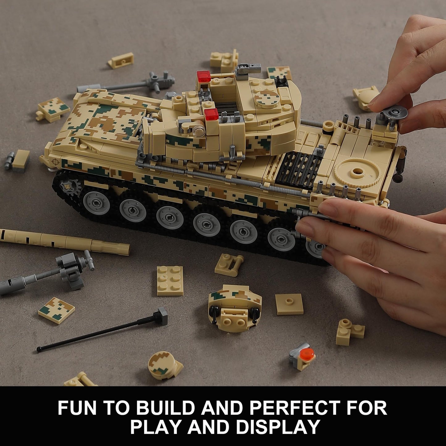 Military Tank Building Blocks Set Compatible with Lego, 1176-Piece 9 in 1 Army Vehicle Model with Rolling Tracks and Rotating Turret, Build, Play
