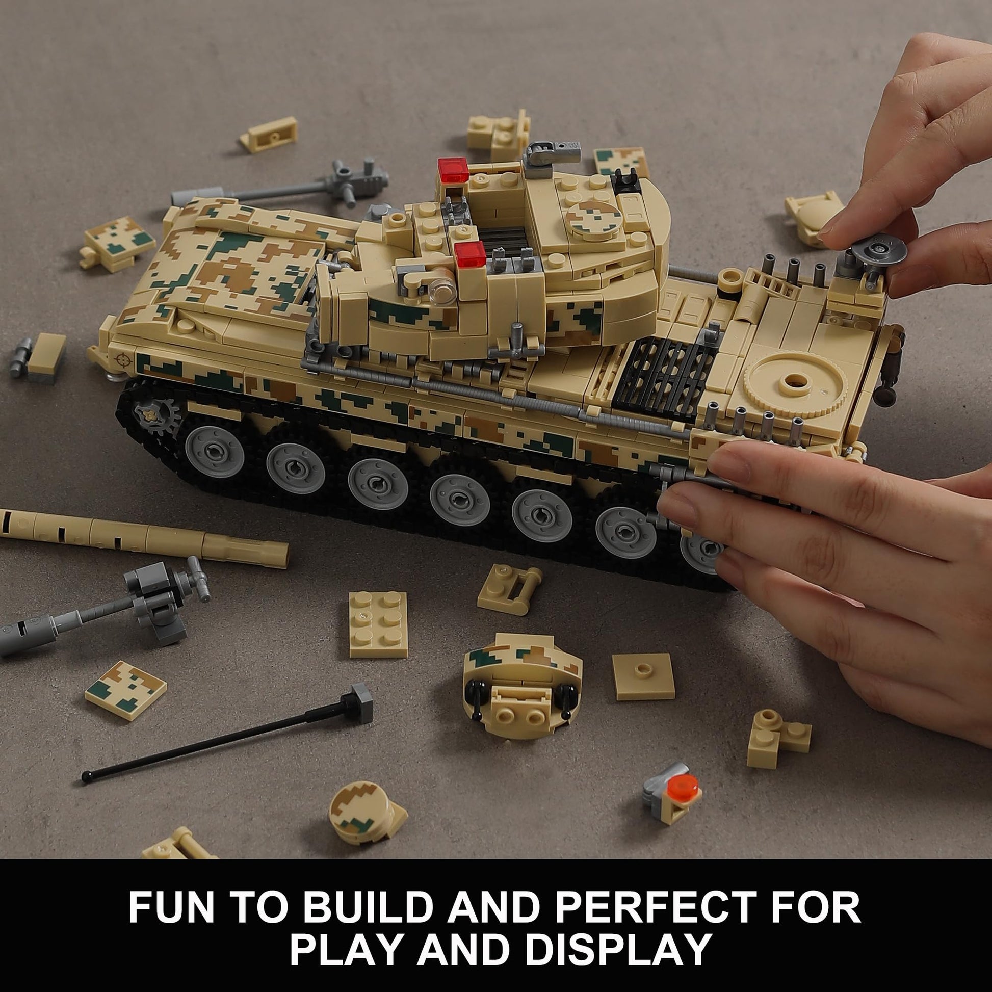 Military Tank Building Blocks Set Compatible with Lego, 1176-Piece 9 in 1 Army Vehicle Model with Rolling Tracks and Rotating Turret, Build, Play