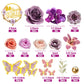 Flower Cake Topper Purple Cake Decorations with Artificial Flowers Butterfly Balls for Wedding Birthday