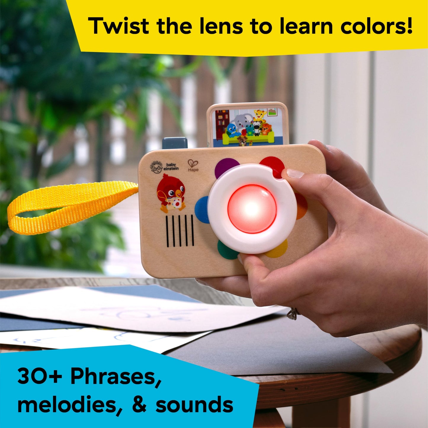 Baby Einstein + Hape Learning Lens Toy Camera for Pretend Play, Ages 6 Months and Up