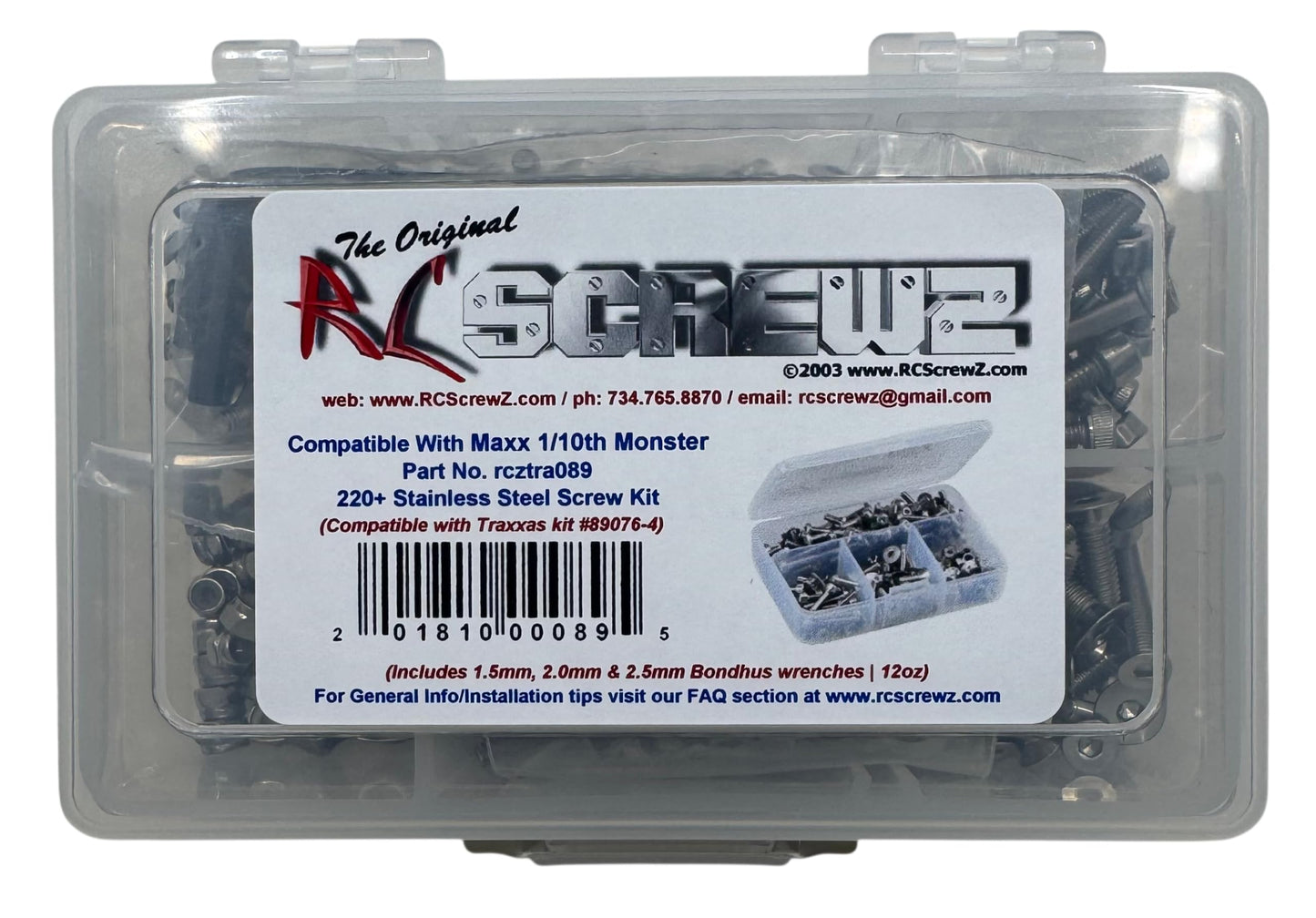 TRA089 - Compatible with Traxxas Maxx 1/10th Monster (#89076-4) Stainless Steel Screw Kit