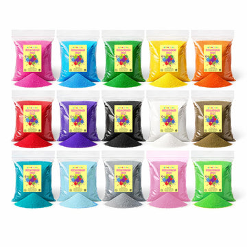4E's Novelty 12 Lbs Colored Craft Sand -15 Colors, 0.8 lb Bags, Non-Toxic Fine Grain Decorative Sand Art for Kids Craft, Bottle & Vase Filler
