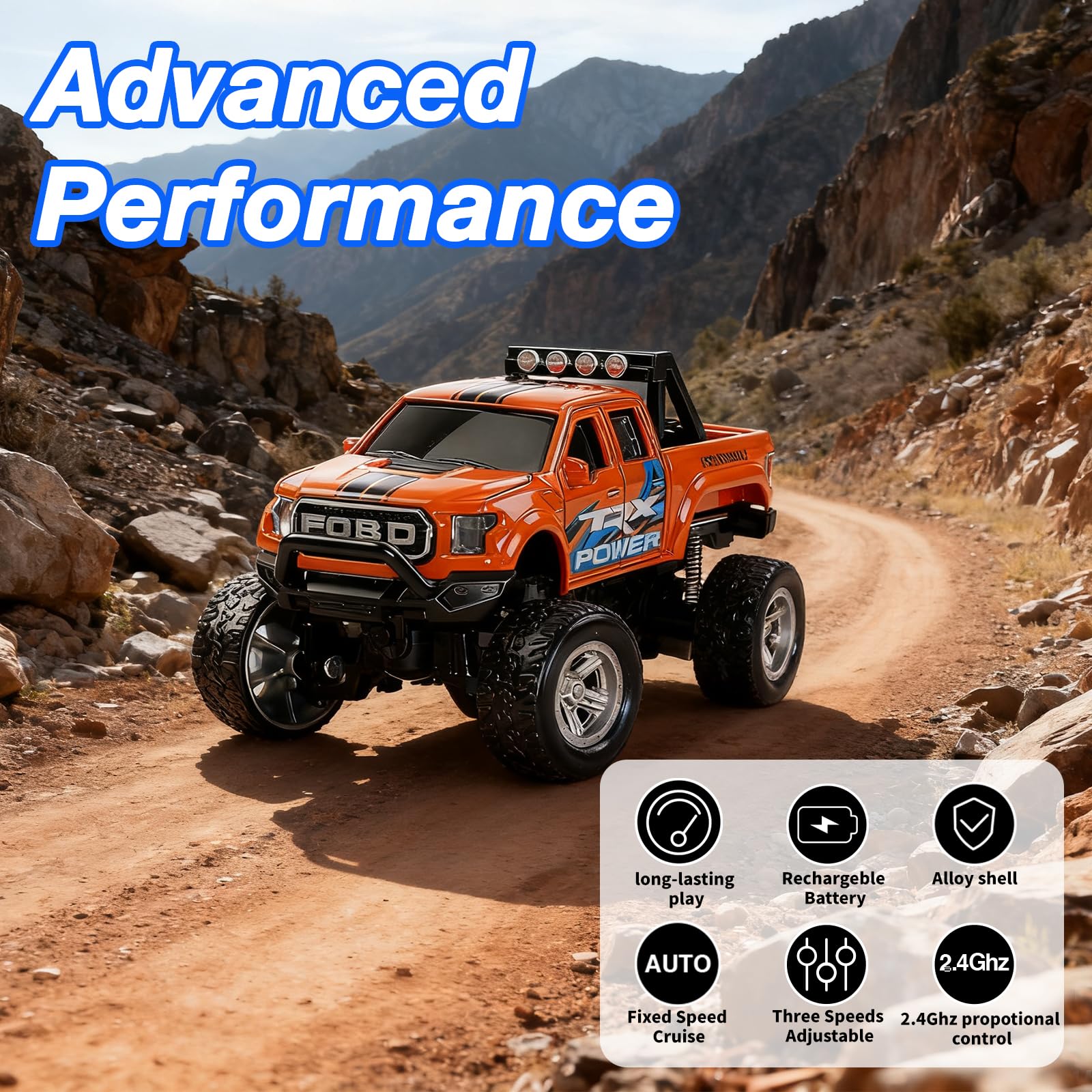 NICETHUMB Mini RC Truck, 1/64 Scale Alloy Monster Truck Remote Control Car