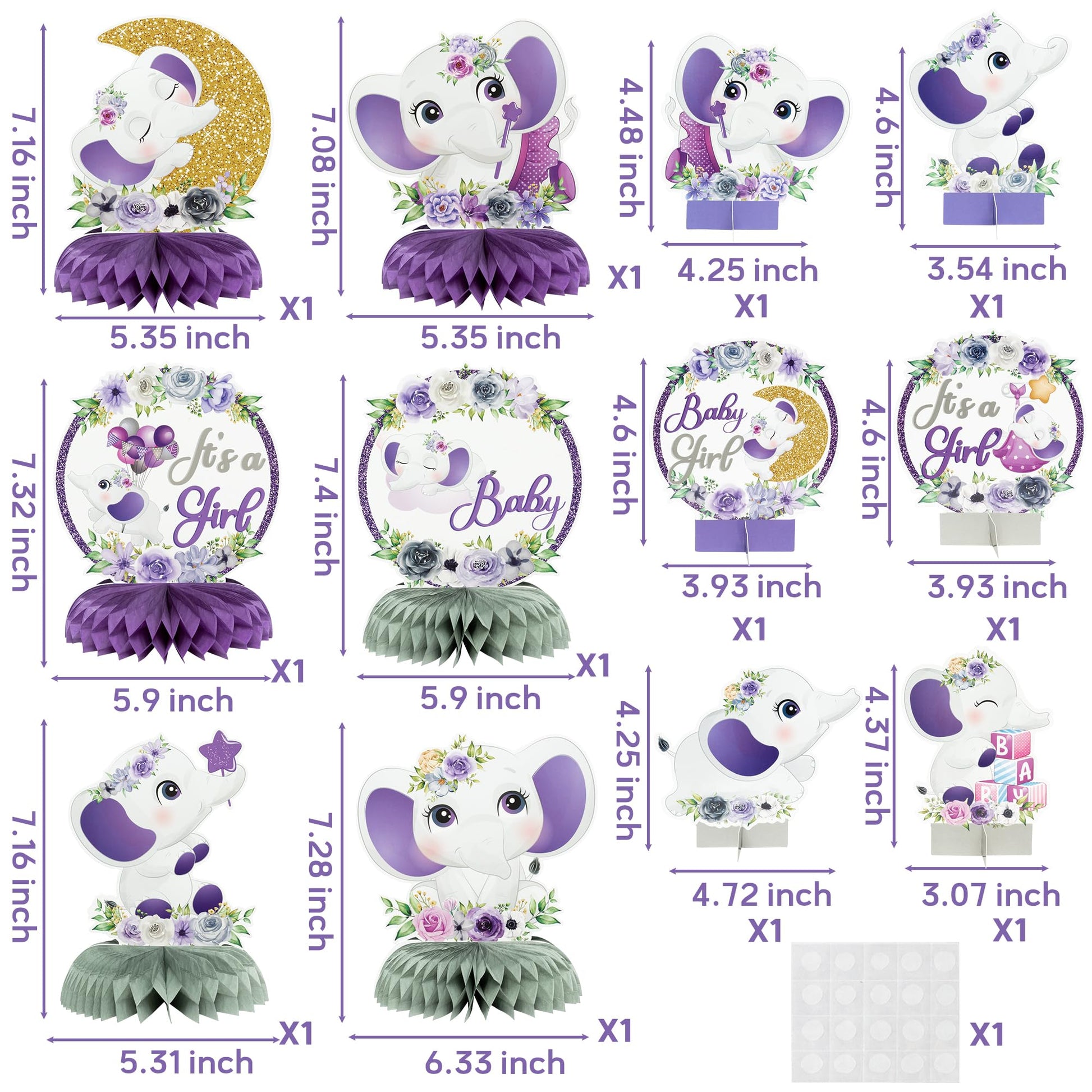 ArianQicult Purple Elephant Floral Honeycomb Centerpieces