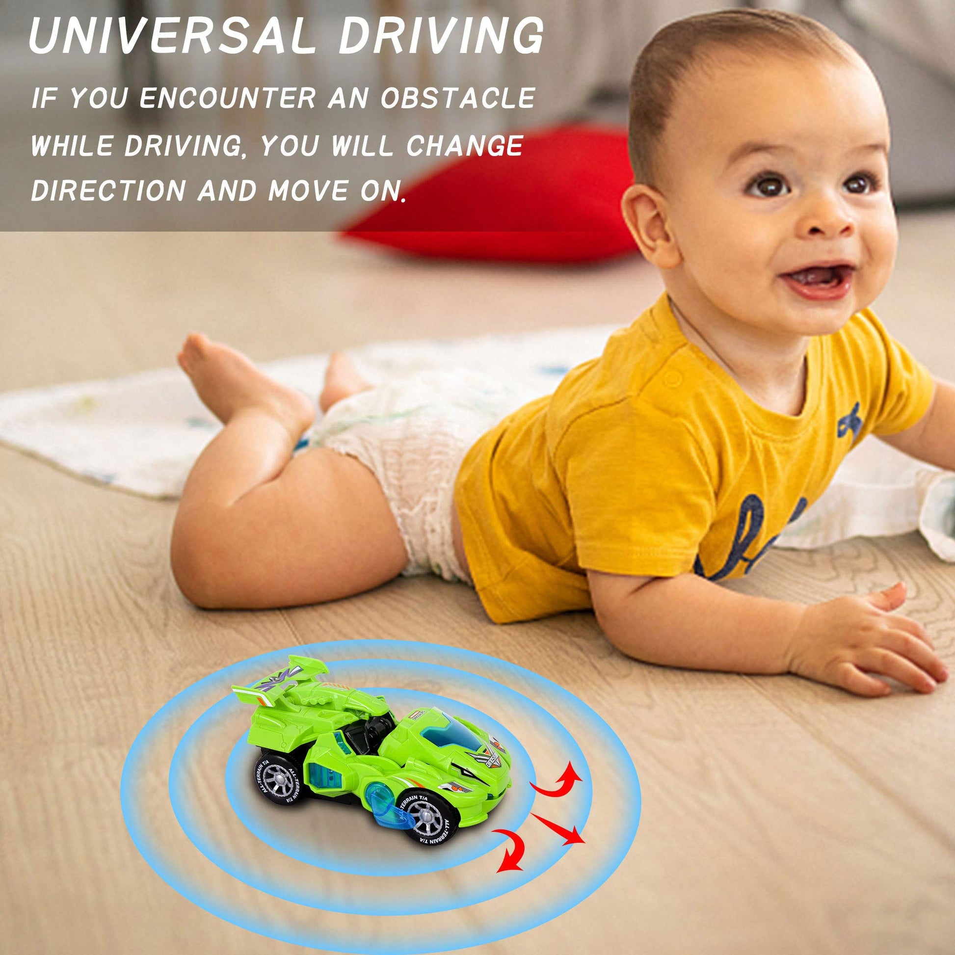 huwairen Toys for 3-6 Year Old Boys Transforming Car Toys with LED Light and Music Dinosaur Toy Birthday Gifts for 4 5 6 7 Year Old Boy (Green)