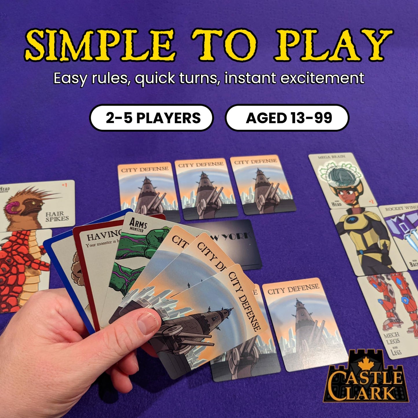 Castle Clark Monster Stomping: Heroes Games - Monster Building Dice & Strategy Card Game for Adults & Kids 13+ | Travel, Party & Family Kids' Games