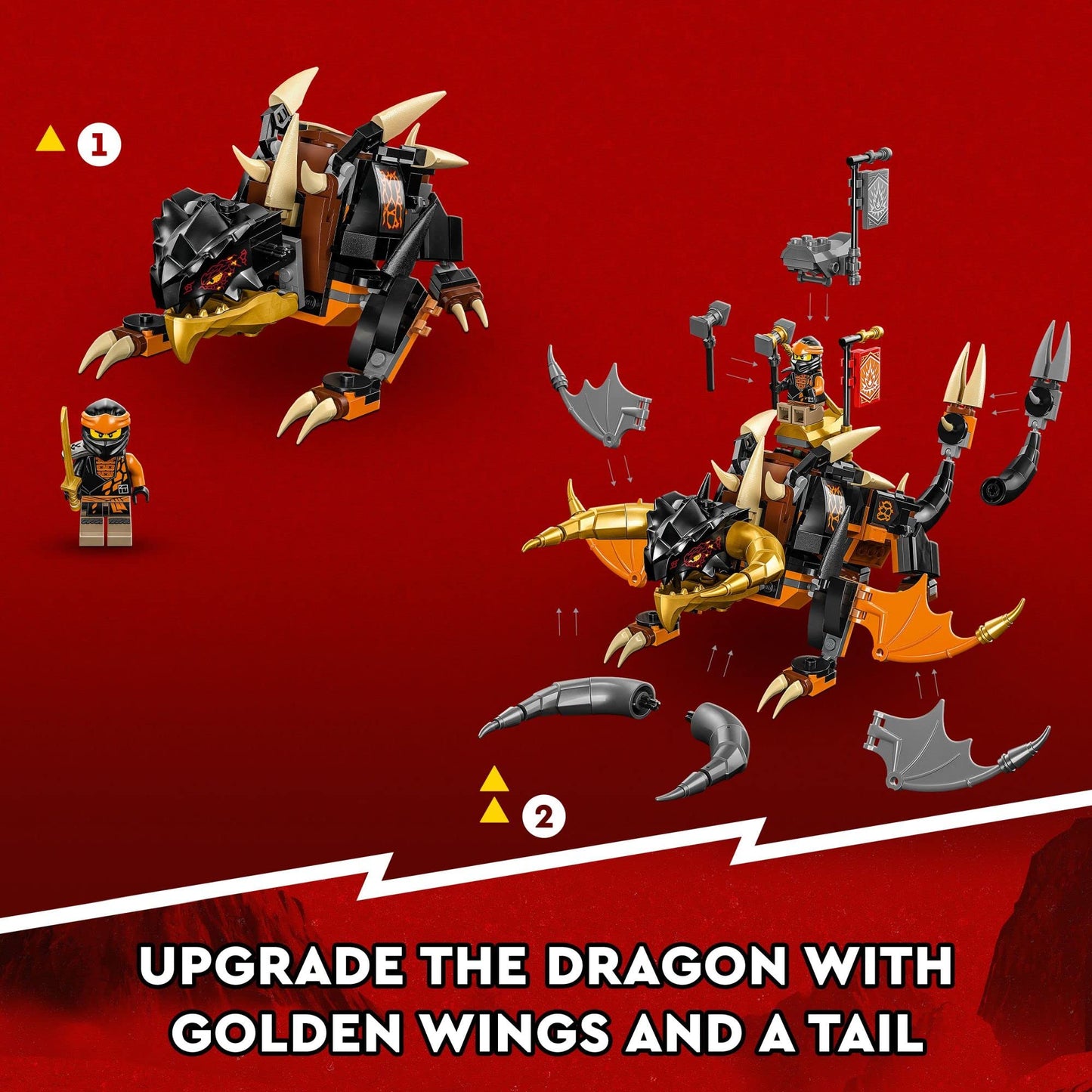 LEGO NINJAGO Cole’s Earth Dragon EVO 71782, Upgradable Action Toy Figure for Boys and Girls with Battle Scorpion Creature and 2 Minifigures, 2023