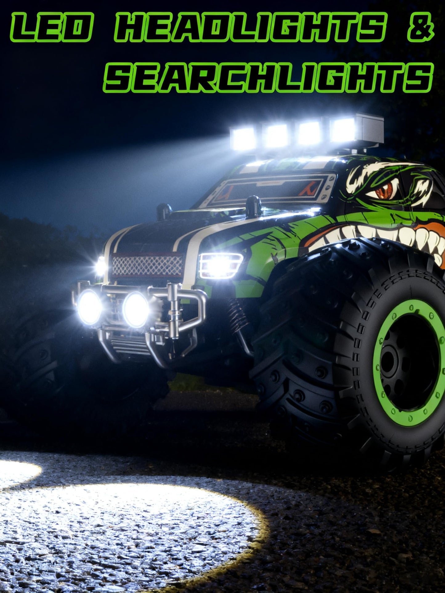Zappido RC Cars for Boys Age 4-7 8-12, 20km/h High Speed Remote Control Monster Truck with Dino Theme, All-Terrain Off-Road Crawler
