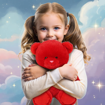 DolliBu Red Bear Stuffed Animal - Super Soft Huggable Red Wild Animal Bear Plush Toy Gift for Kids and Adults - 10 Inches
