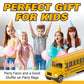 Playbees Long-Nose School Bus Die Cast Metal Model Toy Car 6 Inches with Pullback Action Durable Pull Back Car Door Opening & Closing Realistic School