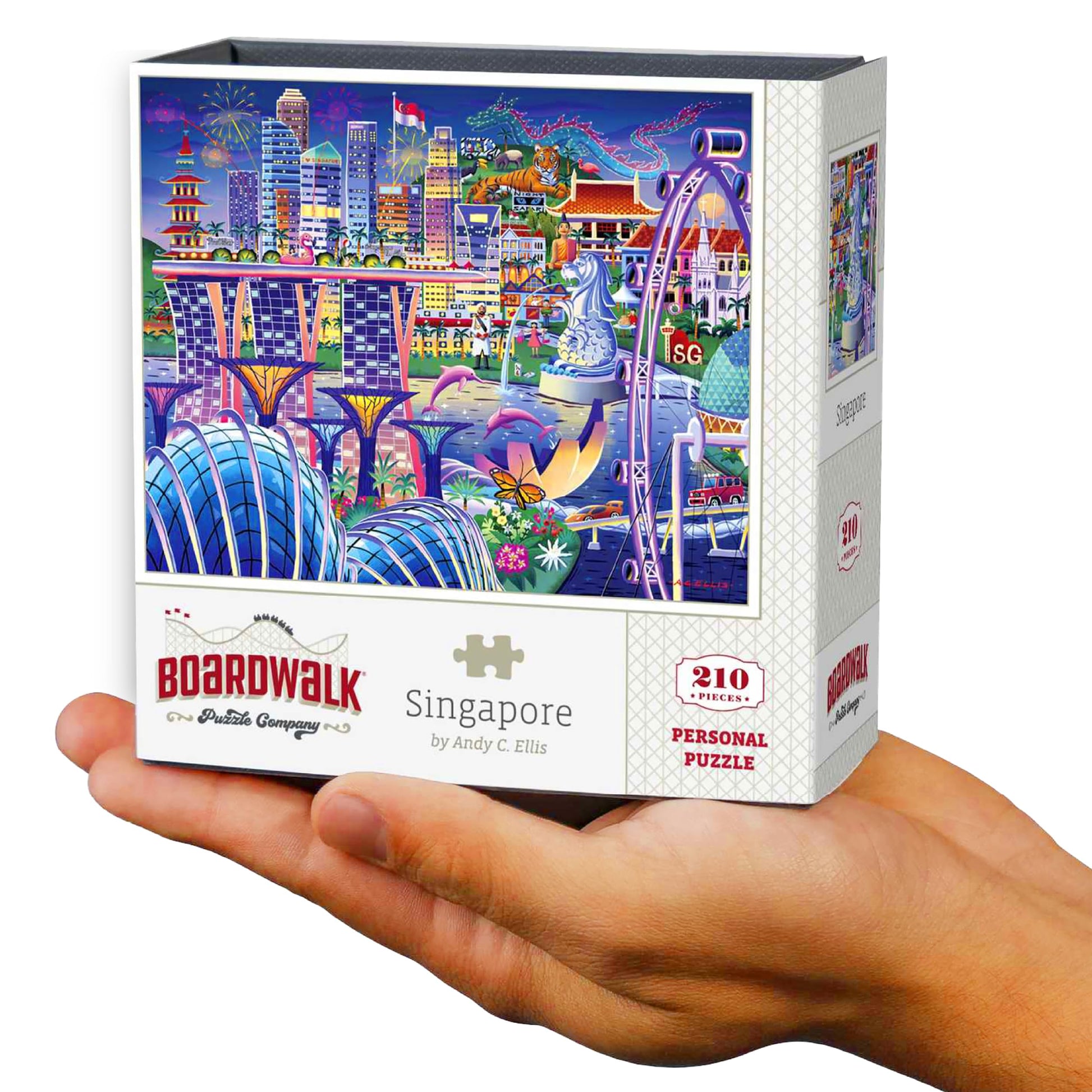 Boardwalk Singapore 210 Piece Personal Puzzle, Jigsaw Puzzles with Premium Box, Singapore Gifts for Adults, 6"x8"