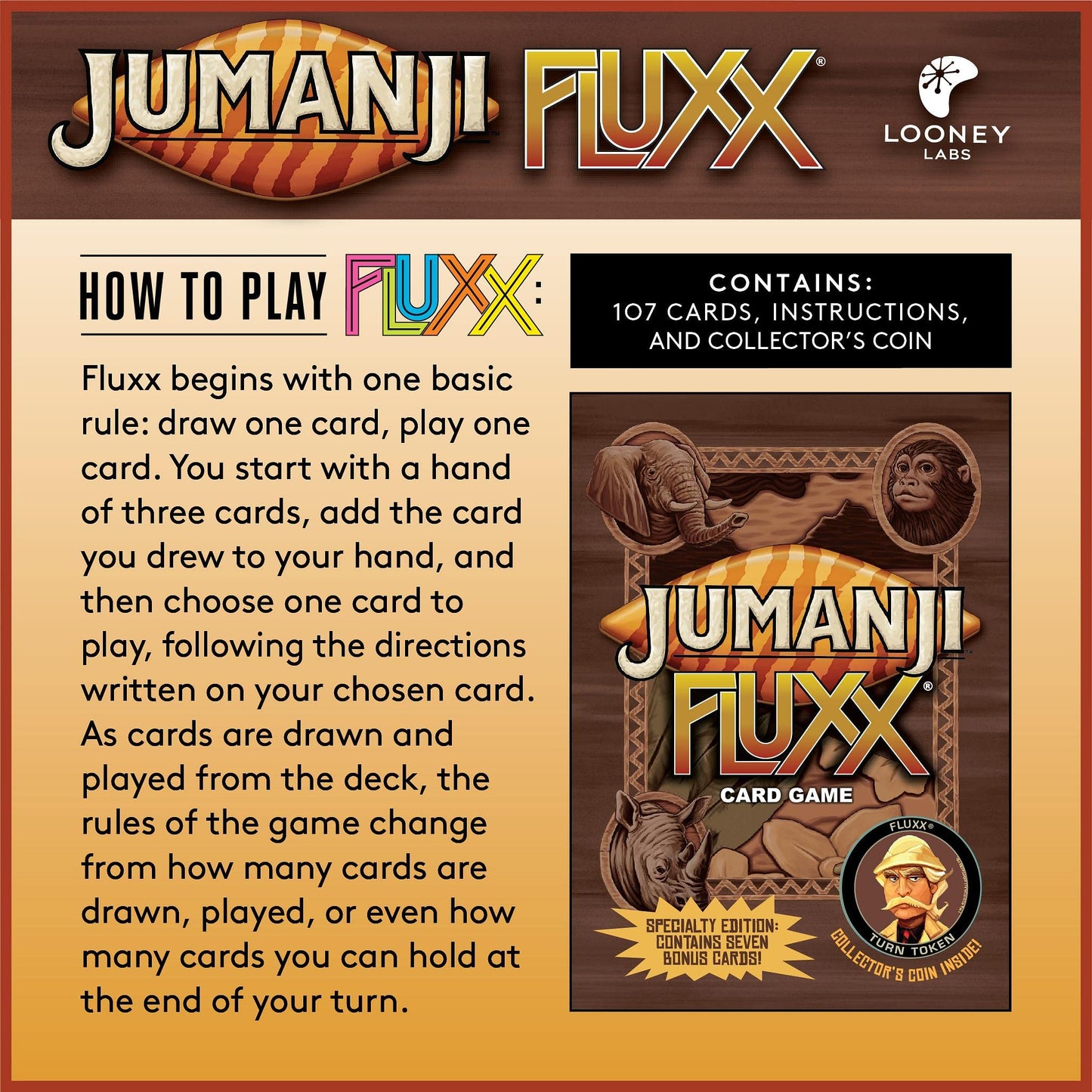Looney Labs Jumanji Fluxx Card Game - Experience the Chaos of the Jumanji Jungle