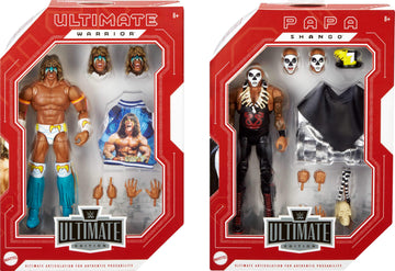 Mattel WWE Ultimate Edition Action Figure 2-Pack, Greatest Grudges '92 Collectible Set with Ultimate Warrior & Papa Shango 6-inch Superstars