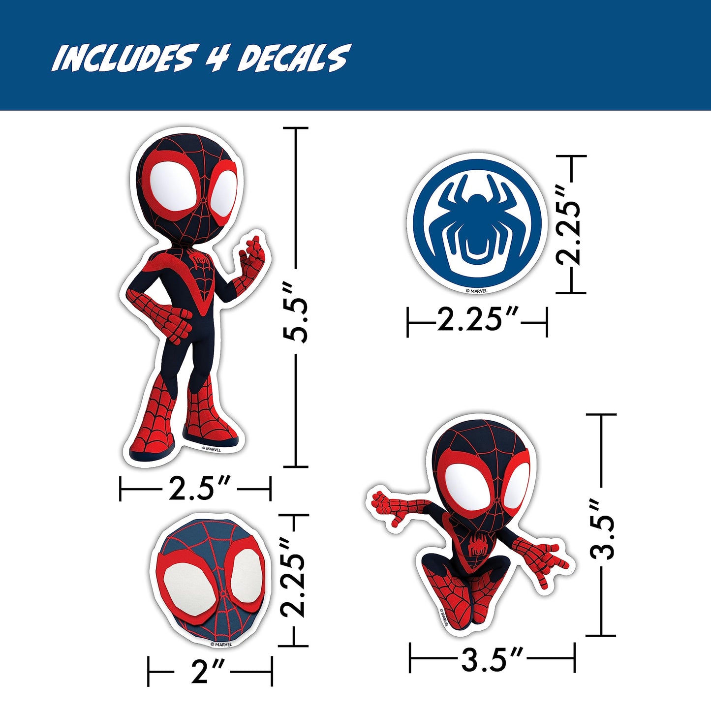 Marvel Spidey and His Amazing Friends Decals - Set of 12 Spidey, Spin, Ghost Spider Vinyl Stickers for Car Water Bottle Bike Helmet Laptop Skateboard