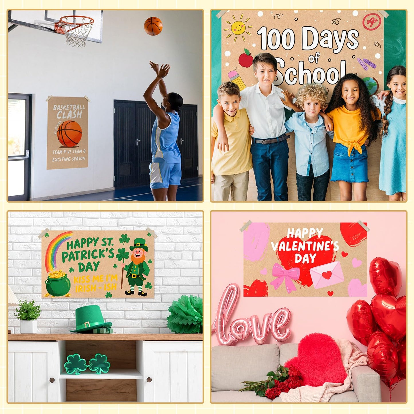 Tatuo 4 Pcs 36" x 60" Large Blank Brown Paper Banners for Teacher Appreciation Poster Crafts Decoration 120gsm Thick Kraft Paper Banner for Summer