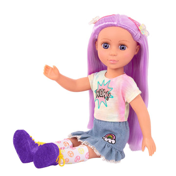 Glitter Girls - 14-Inch Fashion Doll - Blue Eyes & Blue Hair - Bow, Clips, and Colorful Outfit - 3+ Years - Luma