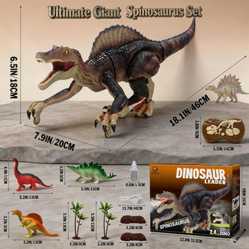 UFULMN Remote Control Dinosaur Toys for Boys Electronic RC Spray Raptor Toy Walking Roaring Jurassic Spinosaurus Realistic 18.1" Dino Birthday Gift