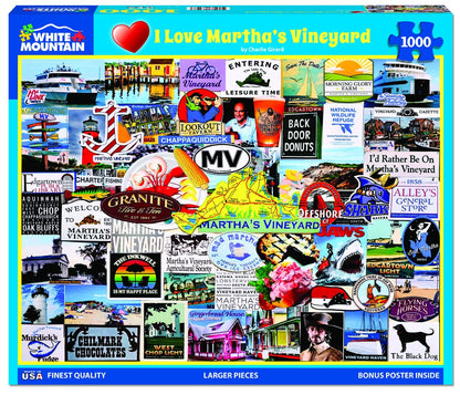 White Mountain 1000 Piece Jigsaw Puzzle, I Love Martha's Vineyard