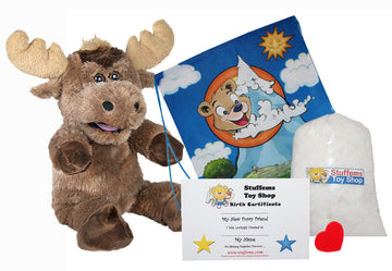 Stuffems Toy Shop Make Your Own Stuffed Animal Melvin the Moose 16"- No Sew - Kit with Cute Backpack!