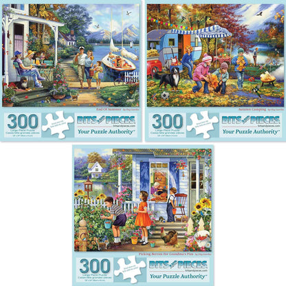Bits and Pieces - Value Set of Three (3) - 300 Piece Jigsaw Puzzles for Adults - 300 pc Family Spring Vacation Large Piece Jigsaws by Artist Oleg