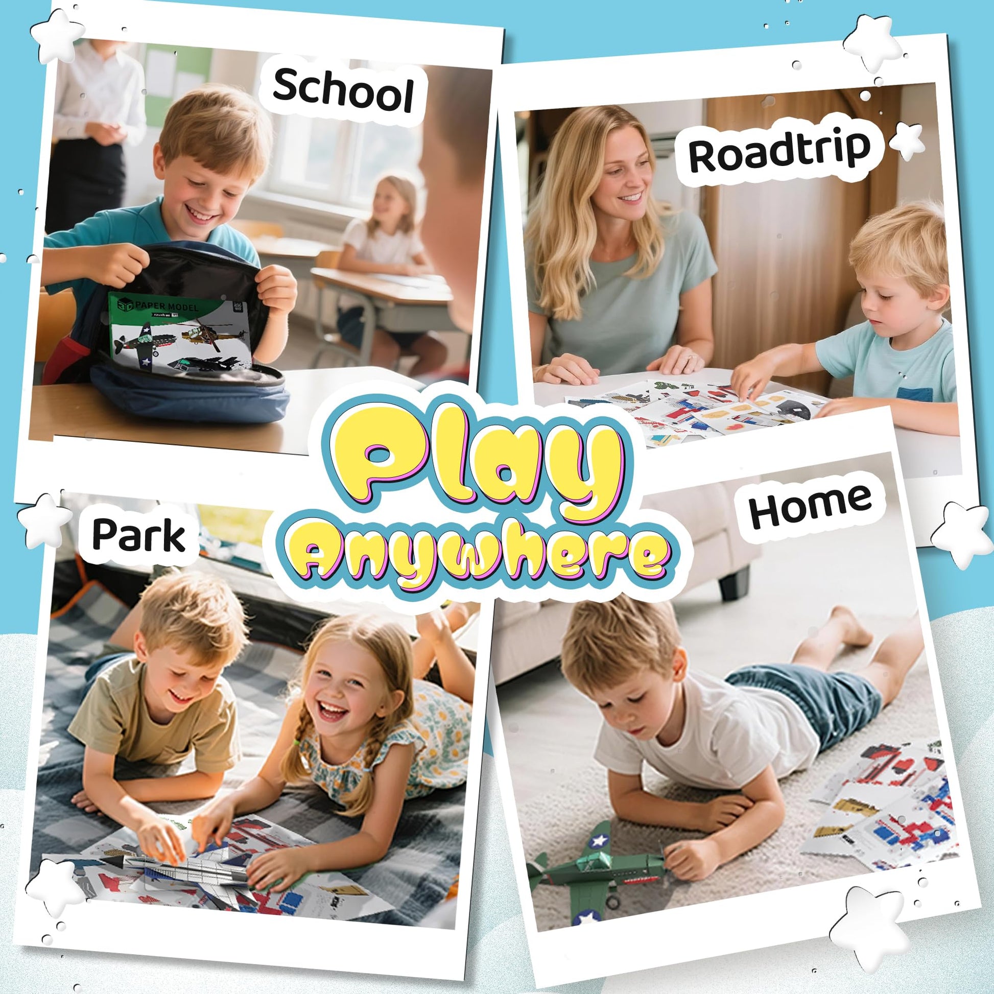 3D Paper Building Model, DIY Origami Kit for Kids Ages 8-12, Includes 8 Pre-cut, Easy-to-Assemble Aircraft 3D Paper Building Models, Airplane Origami