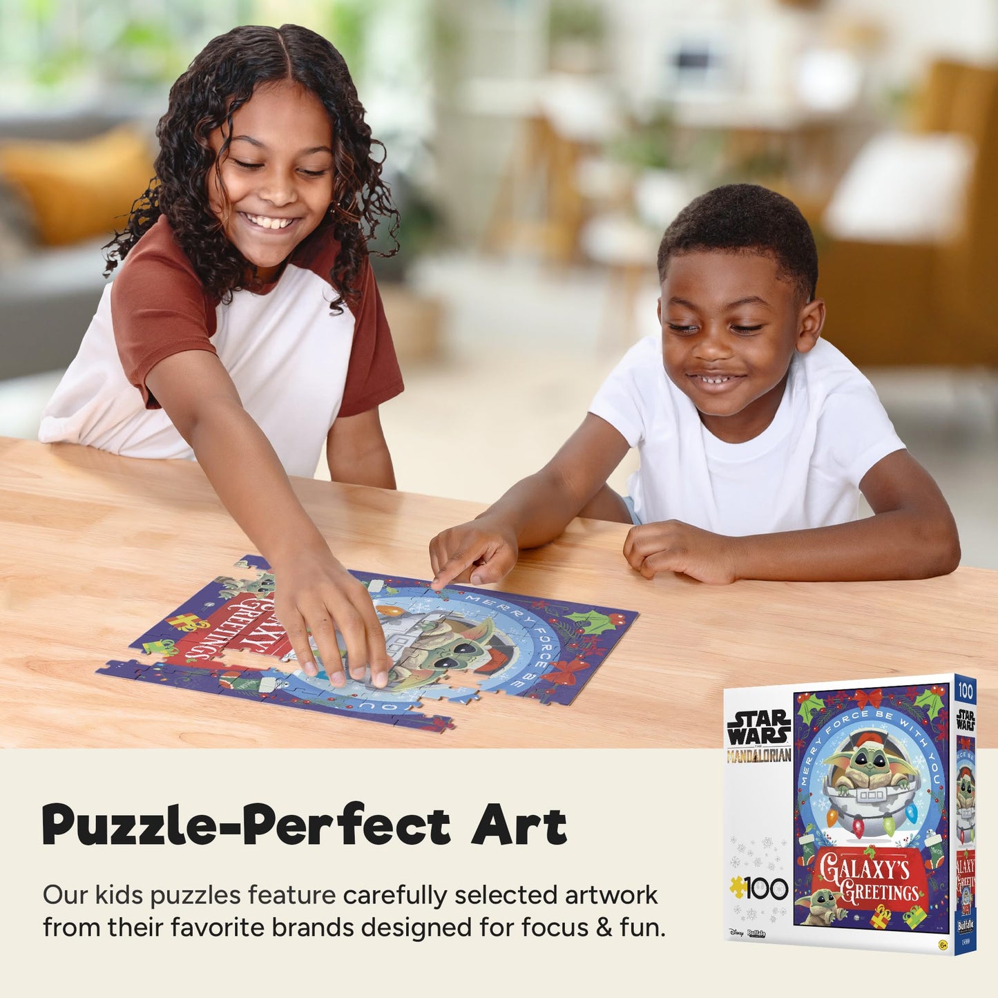 Buffalo Games - Star Wars Grogu 100 Piece Winter Puzzle Kids Ages 6-8