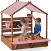 Best Choice Products Sandbox with Canopy, Extra Large Wooden Kids Sand Box with Cover, Water Table & Sink, Chalkboard, Bench Seating w/ 110 lb