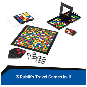 Rubik’s Cube, Pack & Go, 3-Pack Bundle of Games, Race, Flip, Capture, 2 Players, Amazon Exclusive, Problem-Solving Strategy Games, Travel-Sized