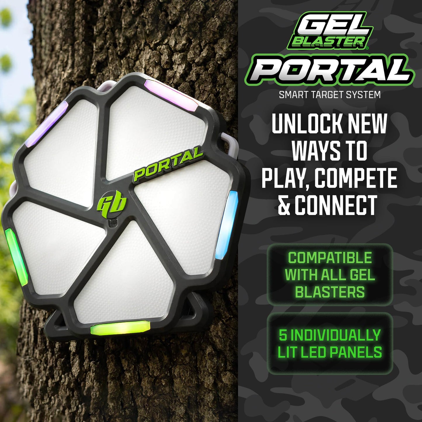 Gel Blaster Portal Smart Target System with Included App - Target System with Responsive LED Panels for 10 Plus Interactive & Multiplayer Games