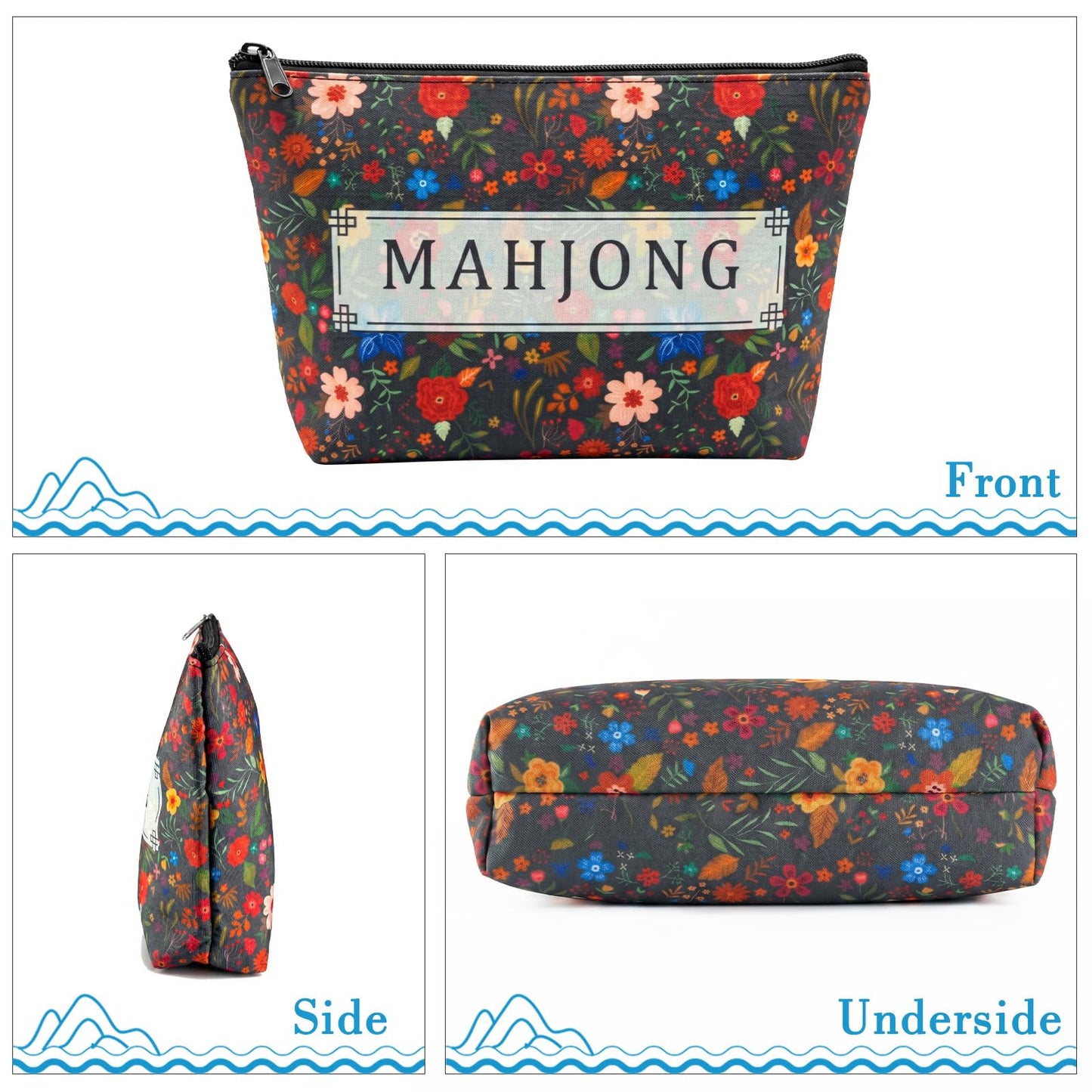 UntilPlan American Mahjong Empty Bag,Thickened American Mahjong Tiles Bag with Zipper Storage Pouch Printed,Tile Holder Rack Bag for Game Lover Gift